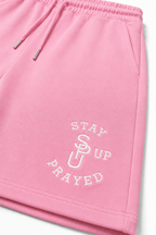 STAY PRAYED UP SHORTS [PINK]